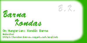 barna kondas business card
